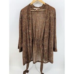 Victoria's Secret Womens OS Lingerie Leopard Belt Long Sleeves Sheer Kimono Robe